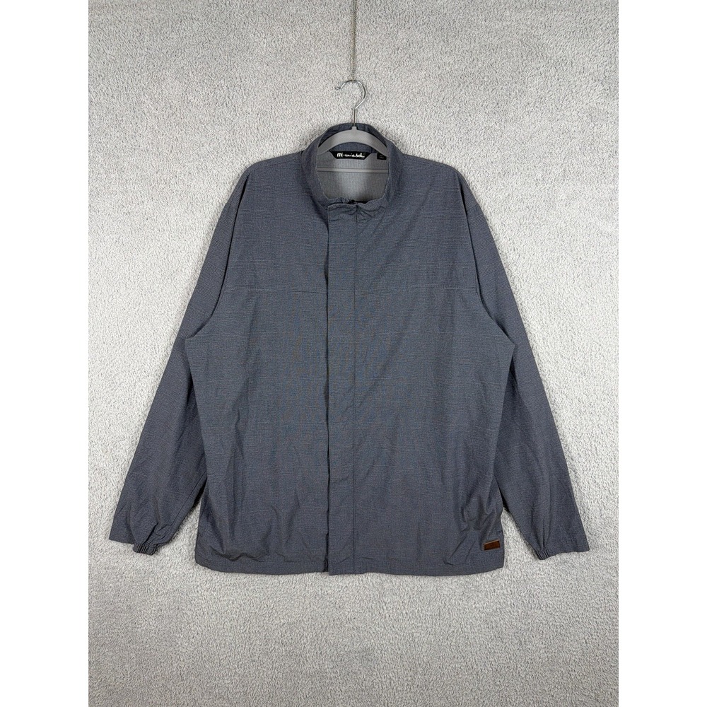 Travis Mathew Jacket Mens Sz 2XL‎ Blue Plaid Golf Active Performance Stretch Zip